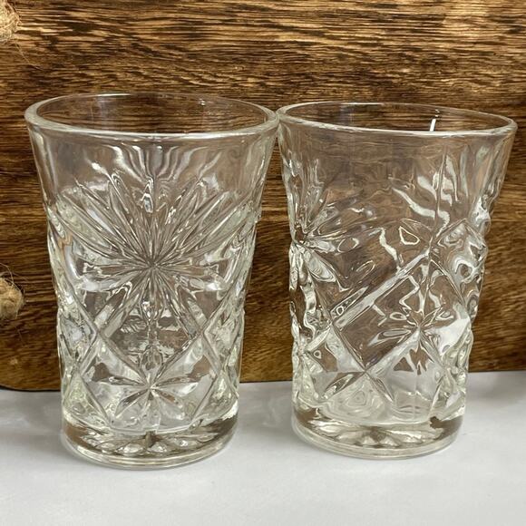Pair Vintage Anchor Hocking Prescut Clear Flared Glasses 3.5” - Picture 3 of 7